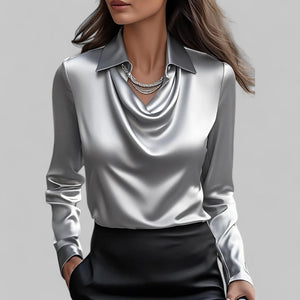 Paola - Dame Bluse Med Vandfaldshals