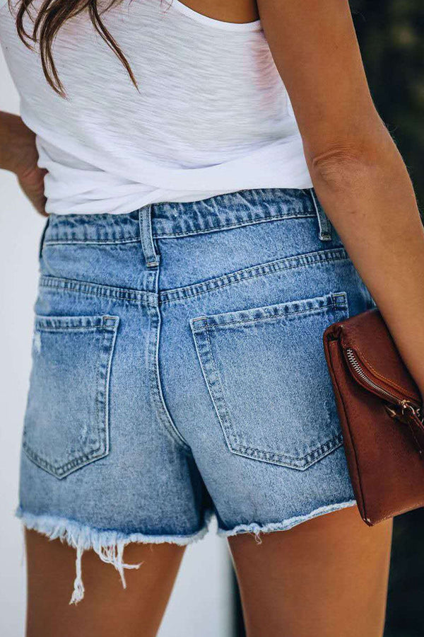 Linnea - Slid Asymmetriske Denim Shorts