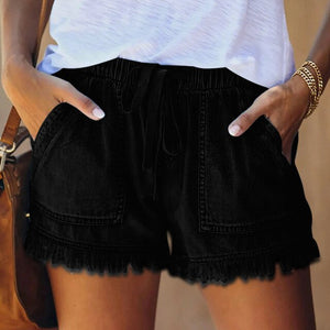 Maren - Flosset Kant Dame Denim Shorts