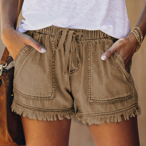 Maren - Flosset Kant Dame Denim Shorts