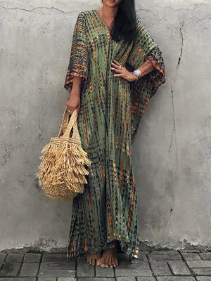 Landen - Dame Kaftan Maxikjole Til Sommer