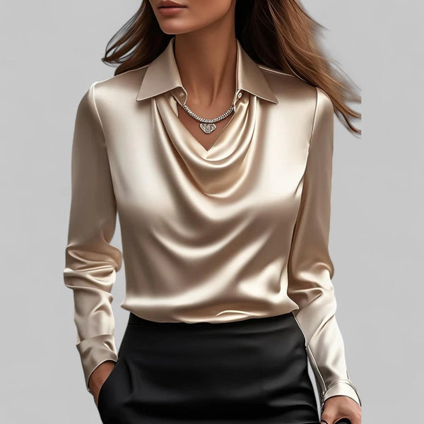 Paola - Dame Bluse Med Vandfaldshals