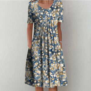Shae - Midikjole Dame Med Blomsterprint Lommer
