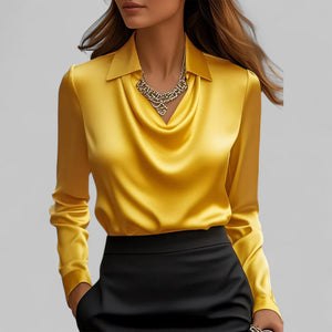 Paola - Dame Bluse Med Vandfaldshals