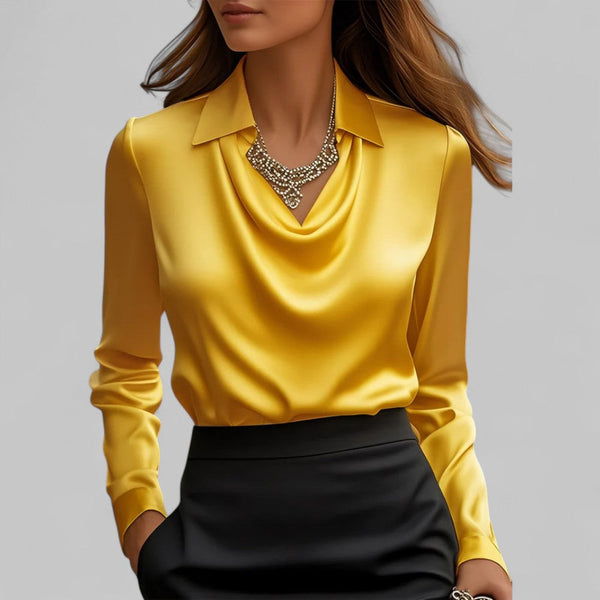 Paola - Dame Bluse Med Vandfaldshals