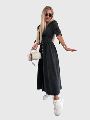 Cady - Dame Denimkjole Med Knapper