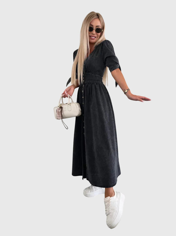 Cady - Dame Denimkjole Med Knapper