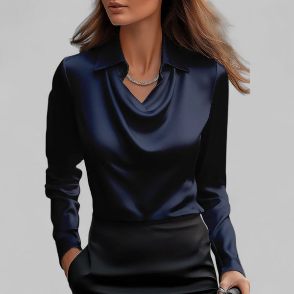 Paola - Dame Bluse Med Vandfaldshals