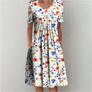 Shae - Midikjole Dame Med Blomsterprint Lommer