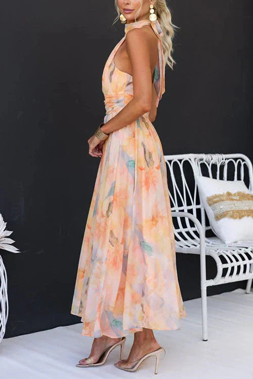 Kinleigh - Dame Blomstret Halterneck Maxikjole