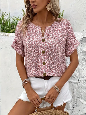Louise - Knapper Kortærmet Sommerbluse