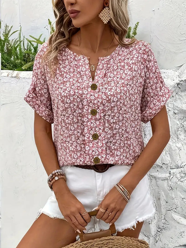 Louise - Knapper Kortærmet Sommerbluse