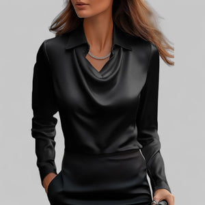 Paola - Dame Bluse Med Vandfaldshals