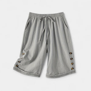 Bethany - Knapdetaljer Dame Knælange Shorts Med