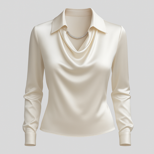 Paola - Dame Bluse Med Vandfaldshals
