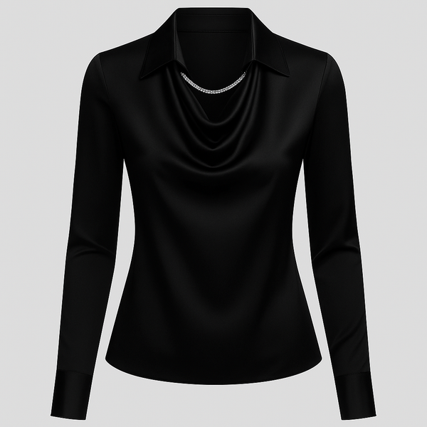 Paola - Dame Bluse Med Vandfaldshals