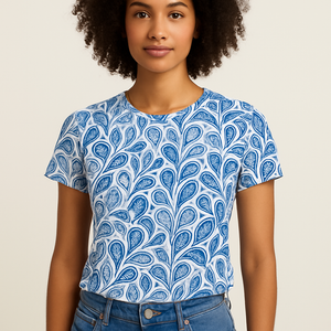 Jette - Dame T Shirt Med Print Rund Hals Korte Ærmer