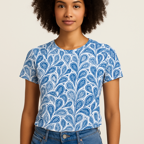 Jette - Dame T Shirt Med Print Rund Hals Korte Ærmer