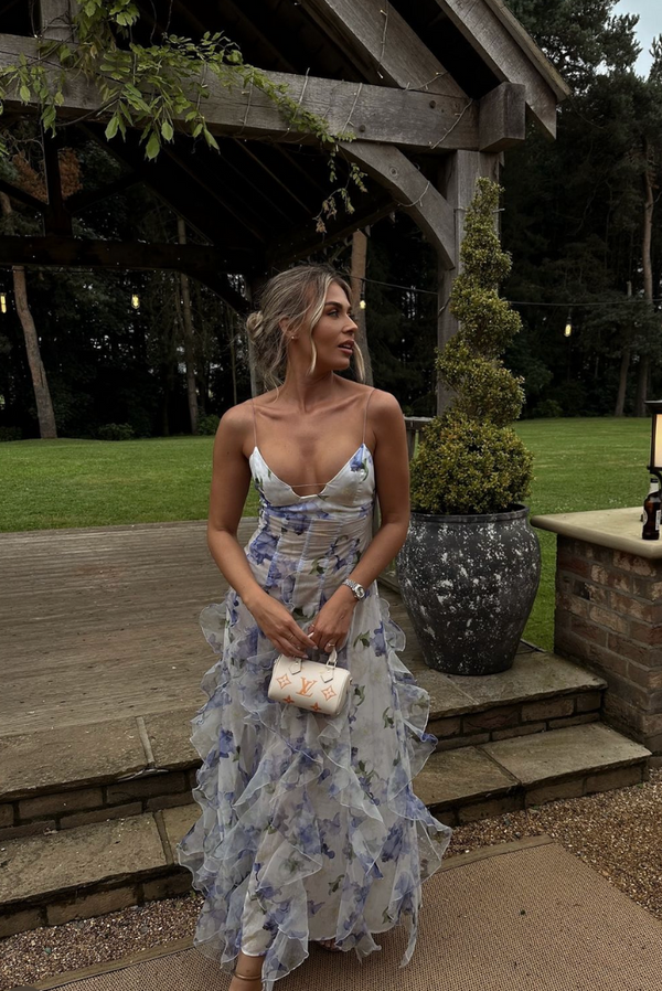Lianne - Dame Maxikjole Med Udskæring Blomsterprint