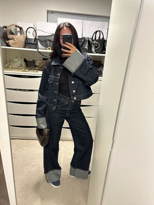 Divina - Dame Denimsæt Med Kort Jakke Og Bukser