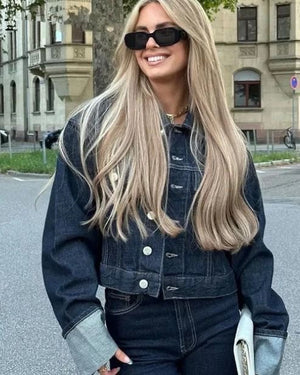 Divina - Dame Denimsæt Med Kort Jakke Og Bukser