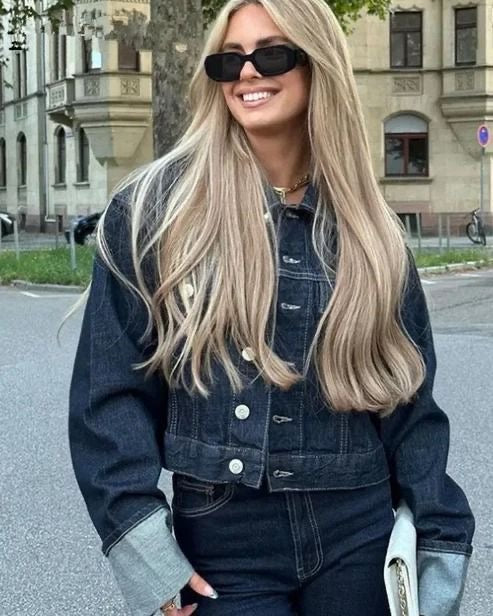 Divina - Dame Denimsæt Med Kort Jakke Og Bukser