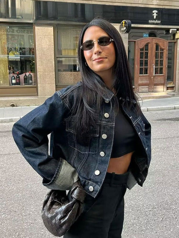 Divina - Dame Denimsæt Med Kort Jakke Og Bukser