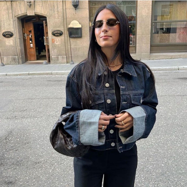 Divina - Dame Denimsæt Med Kort Jakke Og Bukser