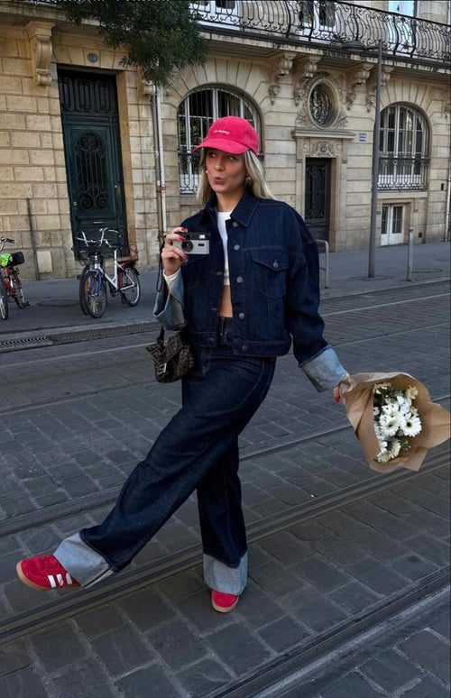 Divina - Dame Denimsæt Med Kort Jakke Og Bukser