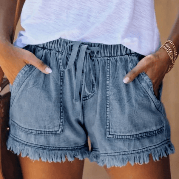 Elodie - Elastisk Talje Dame Denim Shorts