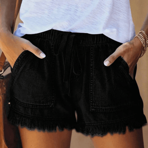 Elodie - Elastisk Talje Dame Denim Shorts