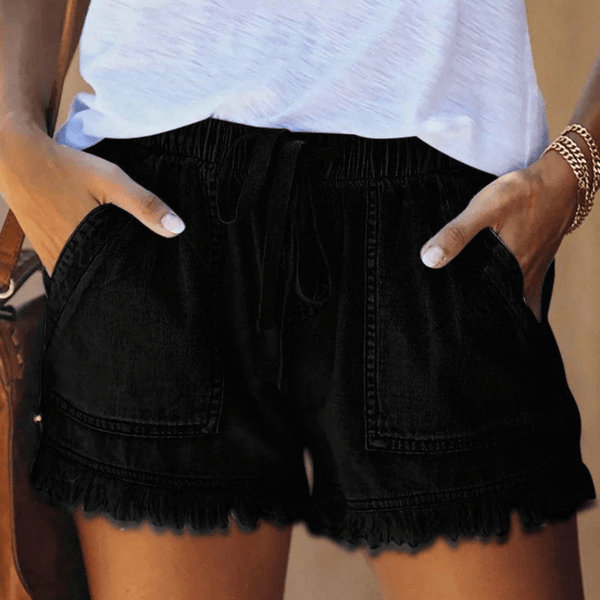 Elodie - Elastisk Talje Dame Denim Shorts