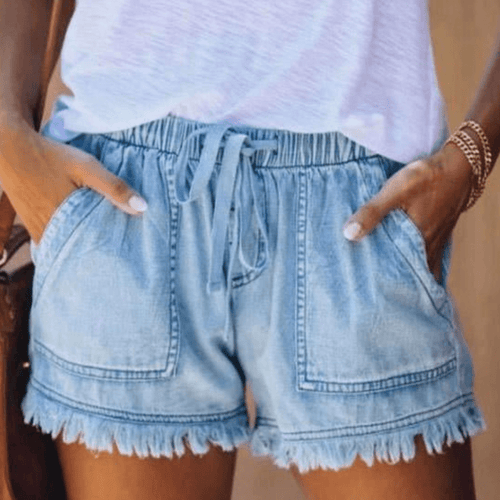 Elodie - Elastisk Talje Dame Denim Shorts