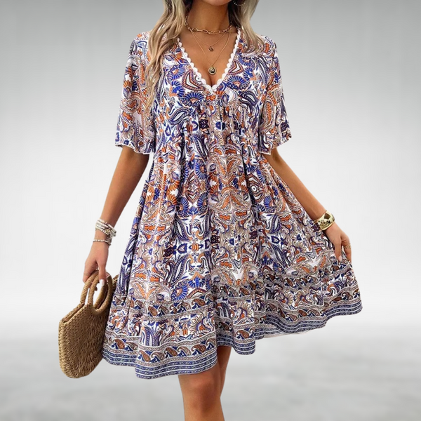 Karalyn - Dame Boho Minikjole Med Paisleyprint
