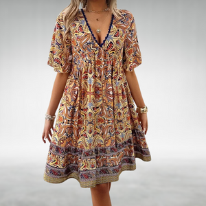 Karalyn - Dame Boho Minikjole Med Paisleyprint