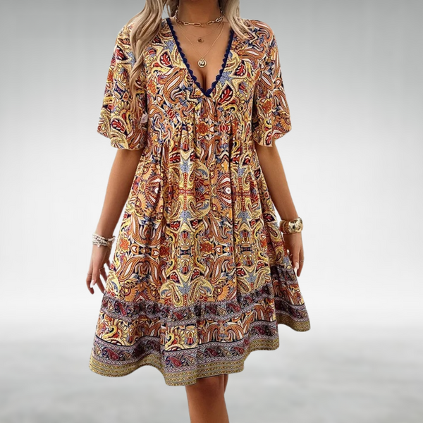 Karalyn - Dame Boho Minikjole Med Paisleyprint