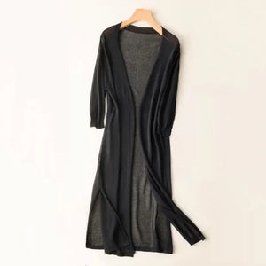 Frida - Dame Lang Strikket Cardigan