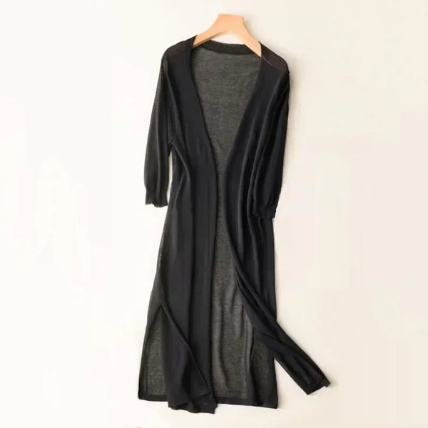 Frida - Dame Lang Strikket Cardigan