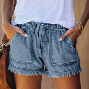 Maren - Flosset Kant Dame Denim Shorts