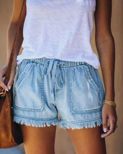 Maren - Flosset Kant Dame Denim Shorts