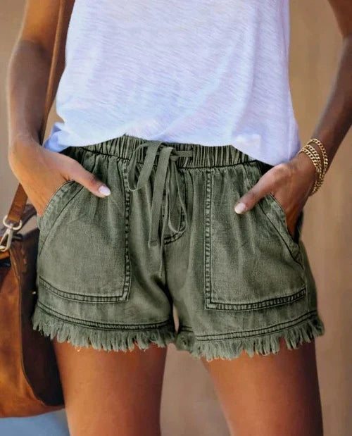 Maren - Flosset Kant Dame Denim Shorts