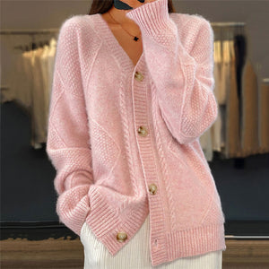 Mathilde - Dame Strikket Cardigan Med Knapper