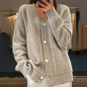 Mathilde - Dame Strikket Cardigan Med Knapper