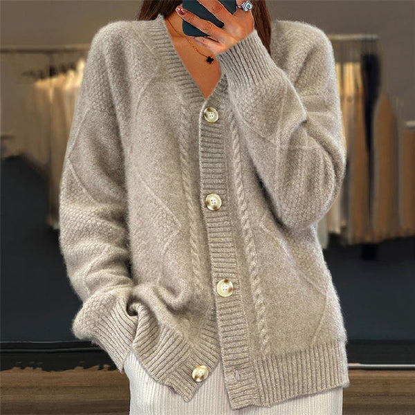 Mathilde - Dame Strikket Cardigan Med Knapper