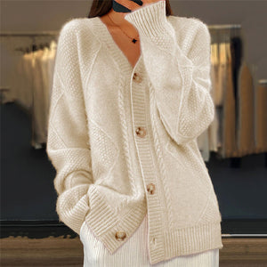 Mathilde - Dame Strikket Cardigan Med Knapper