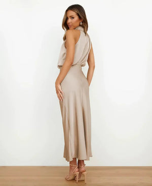 Perrie - Midikjole Dame Halterneck Til Fest