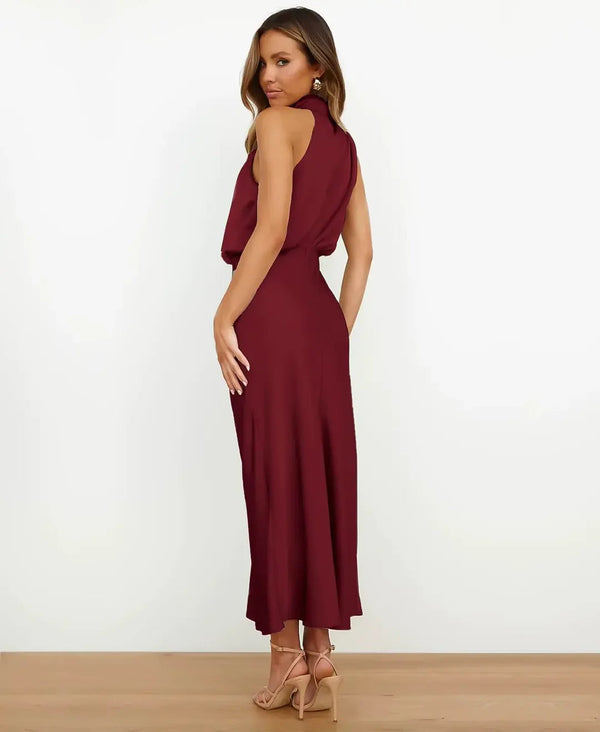 Perrie - Midikjole Dame Halterneck Til Fest