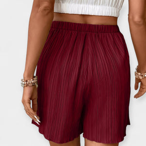 Amara - Elastisk Talje Dame Plisserede Shorts