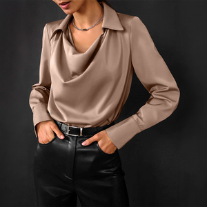 Tiara - Dame Bluse Med Vandfaldshals