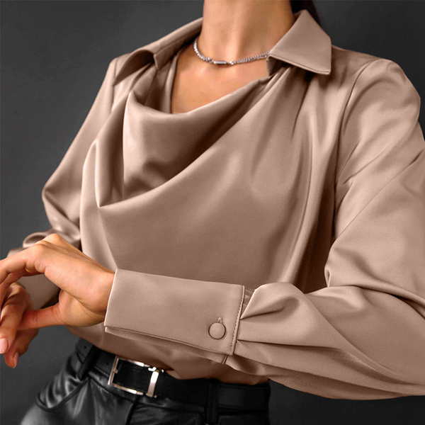 Tiara - Dame Bluse Med Vandfaldshals